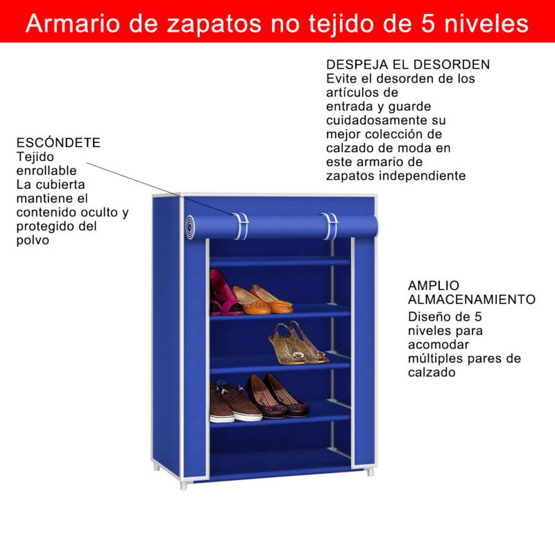 Zapatera tipo clóset para 30 pares, 5 niveles