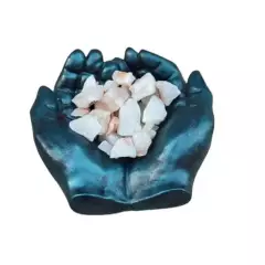 SAT NAM INSPIRES - Manos de la Abundancia Azul 13 cm + Piedra Cuarzo