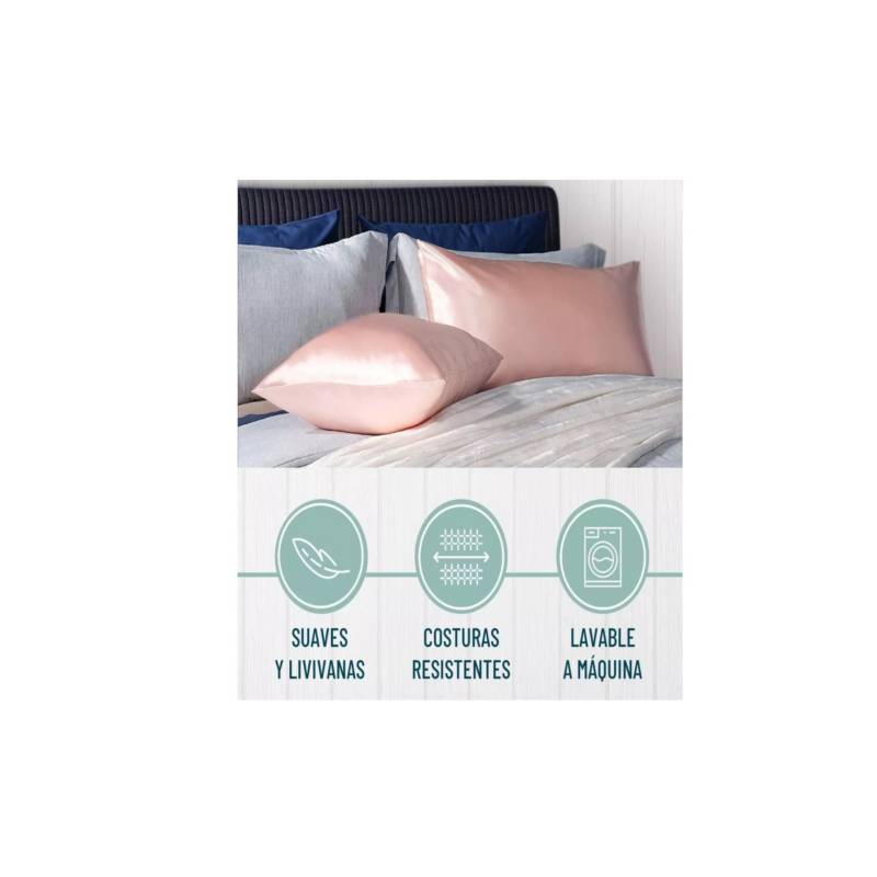 Funda Almohada Satin Saten tipo Seda Set 2 unidades 50x76cm Rosado