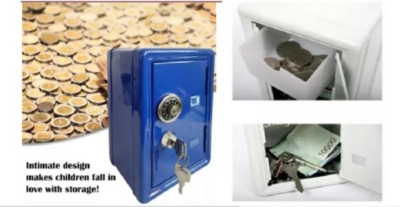 Hucha caja fuerte azul combinación y llave-Koergi