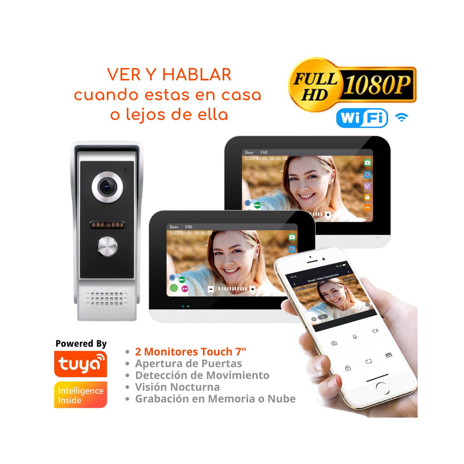 Video Portero Wifi Inteligente Full Hd, 2 Monitores Touch 7