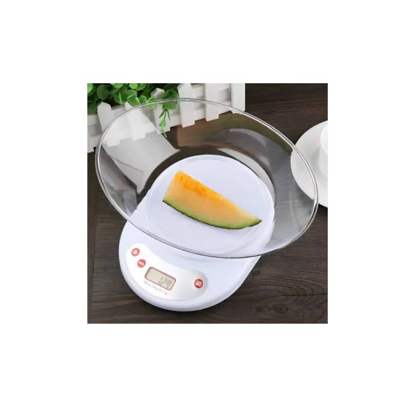 BALANZA COCINA DIGITAL CON BOWL BLANCA HASTA 5KG