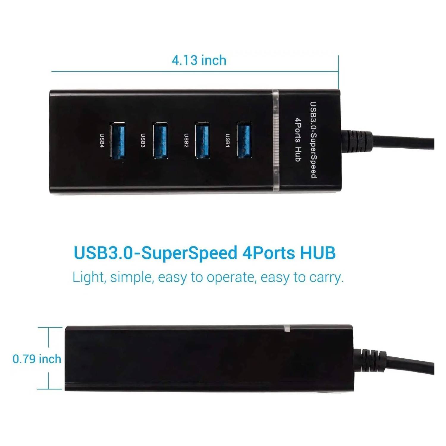 HUB USB 3,0 de alta velocidad, 4 puertos