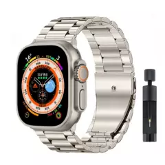 GENERICO - Correa Acero Para Apple Watch 49mm Ultra más Ajustador
