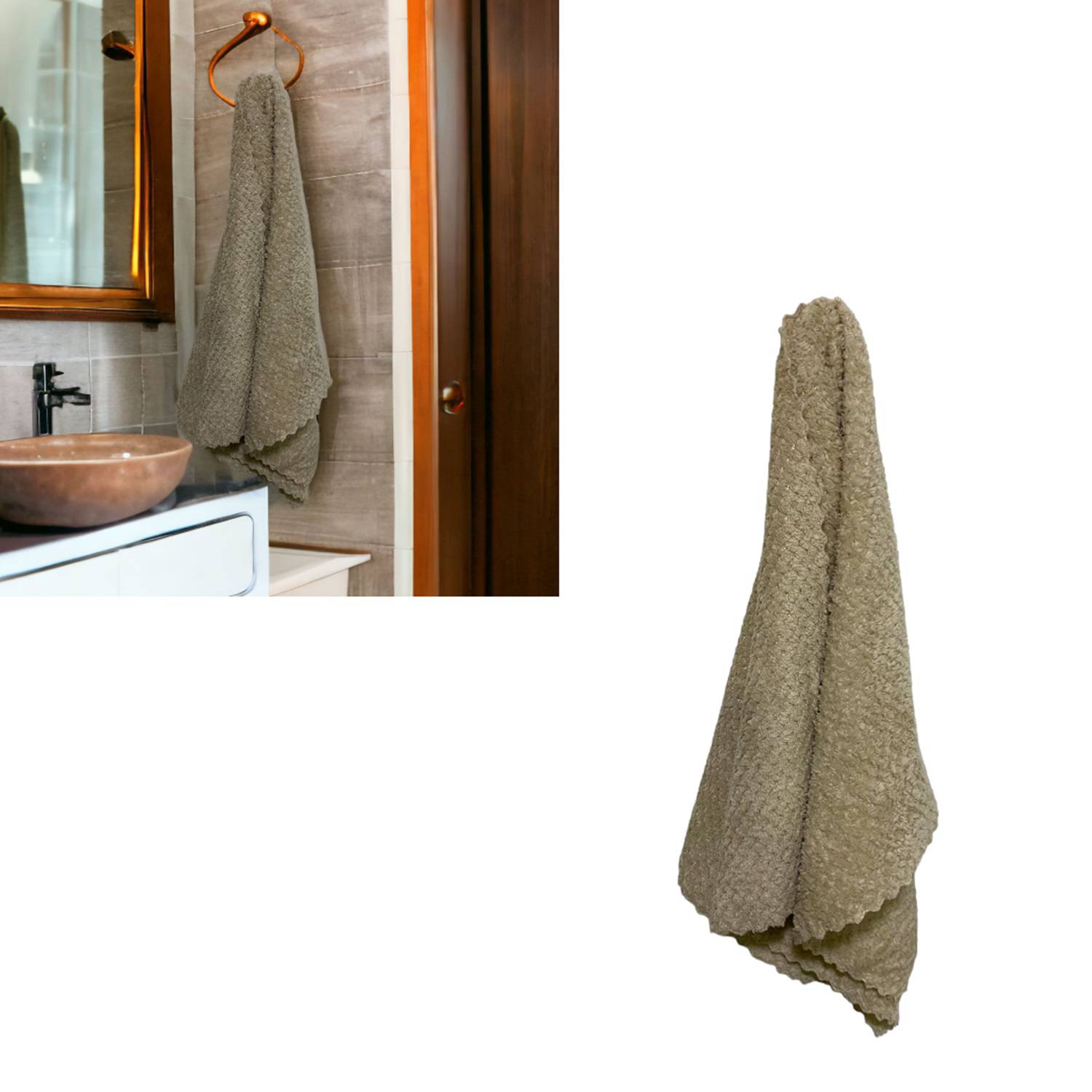 GENERICO toallas de baño toalla de mano microfibra 35x75cm diseño maron