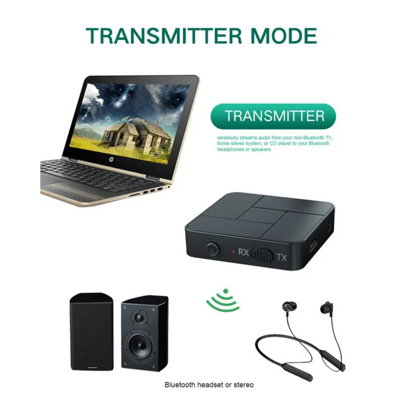 GENERICO Transmisor Y Receptor Bluetooth 5.0 Rx Tx Jack 3.5 Rca Cable