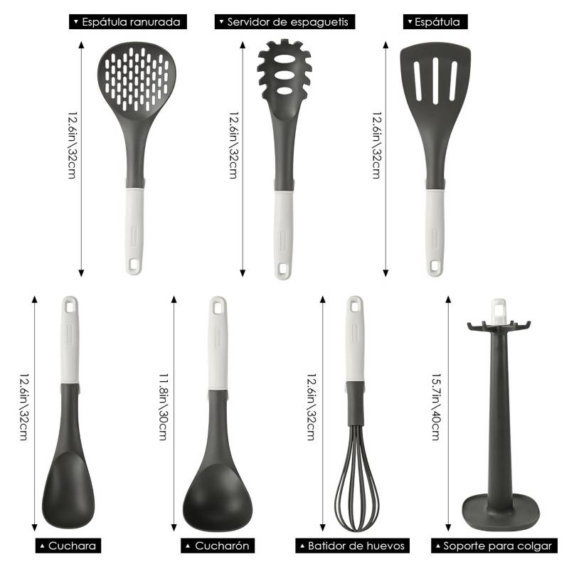 Charlemain Utensilios de Cocina Silicona 35 Piezas, Utensilios Cocina con  Mango 