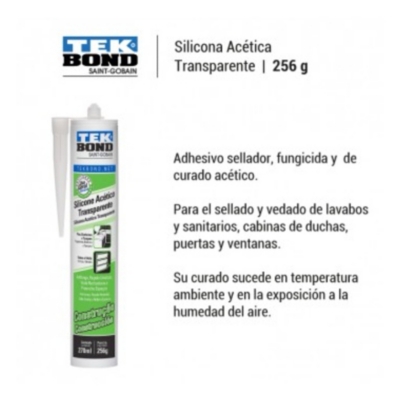 Silicona Tekbond Transparente 270 ML Acética Construcción