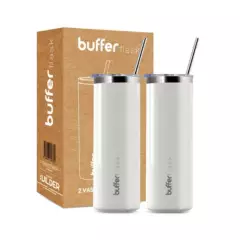 BUFFER FLASK - Vasos Termicos Set de 2 Buffer Acero Inoxidable - Blanco