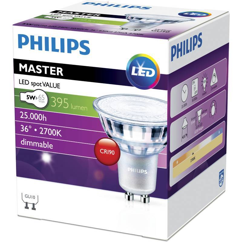 Bombilla LED GU10 5W - 50W Dicroica de Philips