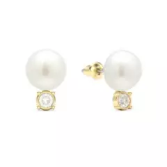 GENERICO - Aros Dewdrop de perlas con cristales de gota de rocío baño en oro