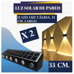COMPRAPO - Pack X 2 Focos Lámparas Pared Solar 12 Led Jardín Grande 33 Cm.