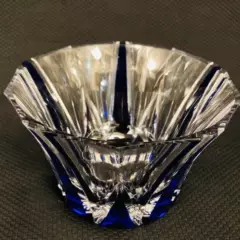 GENERICO - Centro de mesa cristal tallado azul Val Saint Lambert