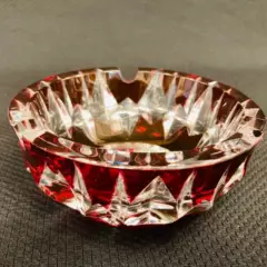 GENERICO - Cenicero belga de cristal tallado rojo