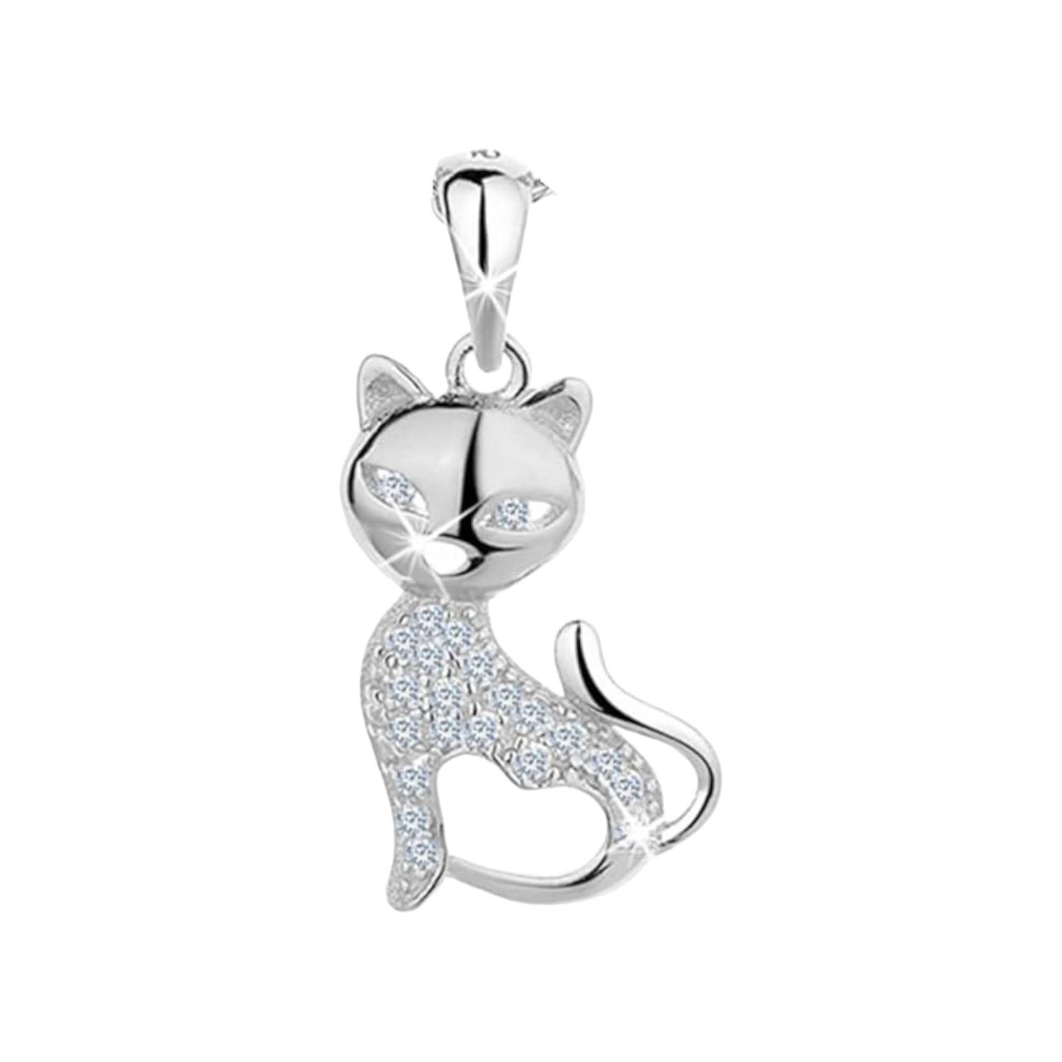 GENERICO colgante gato plata con cristales mas cadena tourbillon