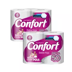 CONFORT - Papel Higiénico Confort Mega 50 Mt X8 Rollos