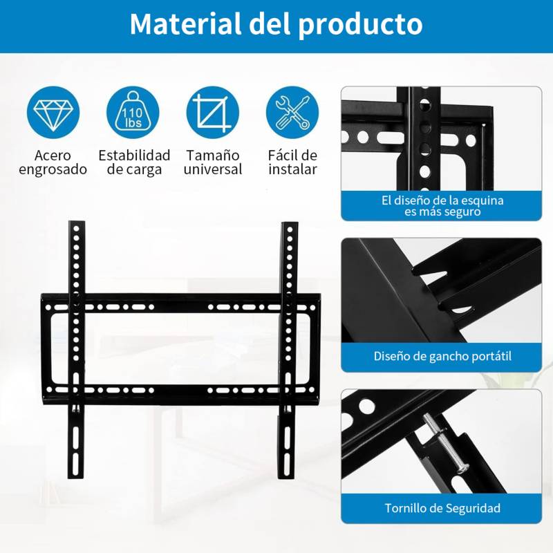 BASE PARA TV SOPORTE PARA PARED LED LCD PDP 40-80 PULGADAS MOD 4080  GENERICO