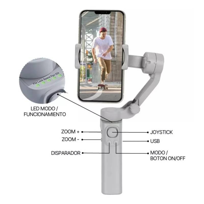 Estabilizador De Celular Gimbal 3 Ejes con App Android iPhon