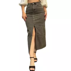 LUCKY DIAMONDS - Falda larga tiro alto jeans mujer