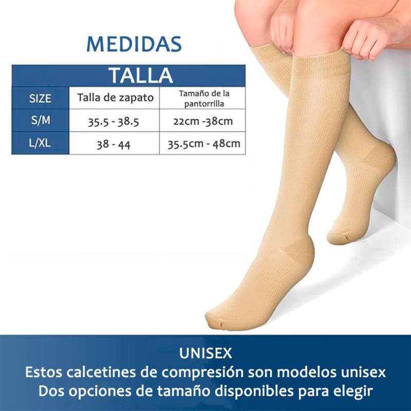 Calcetines Media Compresión Anti Varices Pack De 3 Und S/M