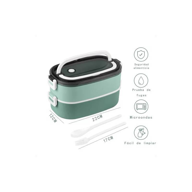 Fiambrera: Capa Bento Box con Cubiertos Compartimentos Lunch Box