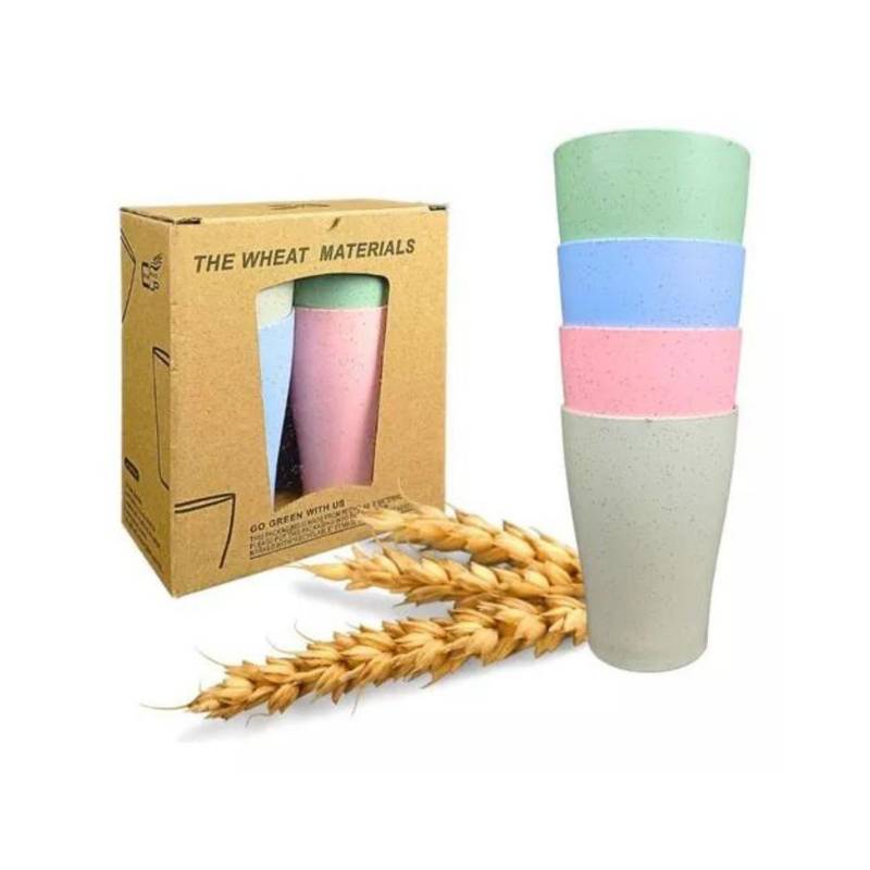 EKOI - Pack de 4 Vasos Fibra De Trigo Ecologico