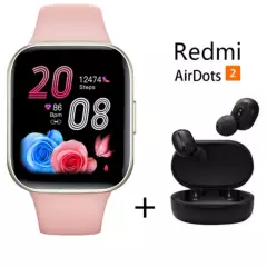 XIAOMI - Reloj inteligente Y83 + combo XIAOMI Redmi AirDots 2 - Rosa