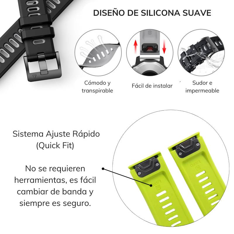 GENERICO Correa Silicona Bicolor Sport Para Huawei Samsung 22MM