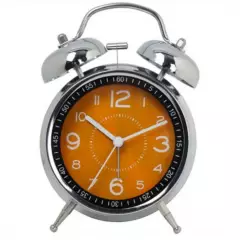 GENERICO - Reloj Despertador Alarma Campana De Metal Grande 11x16cm Naranja