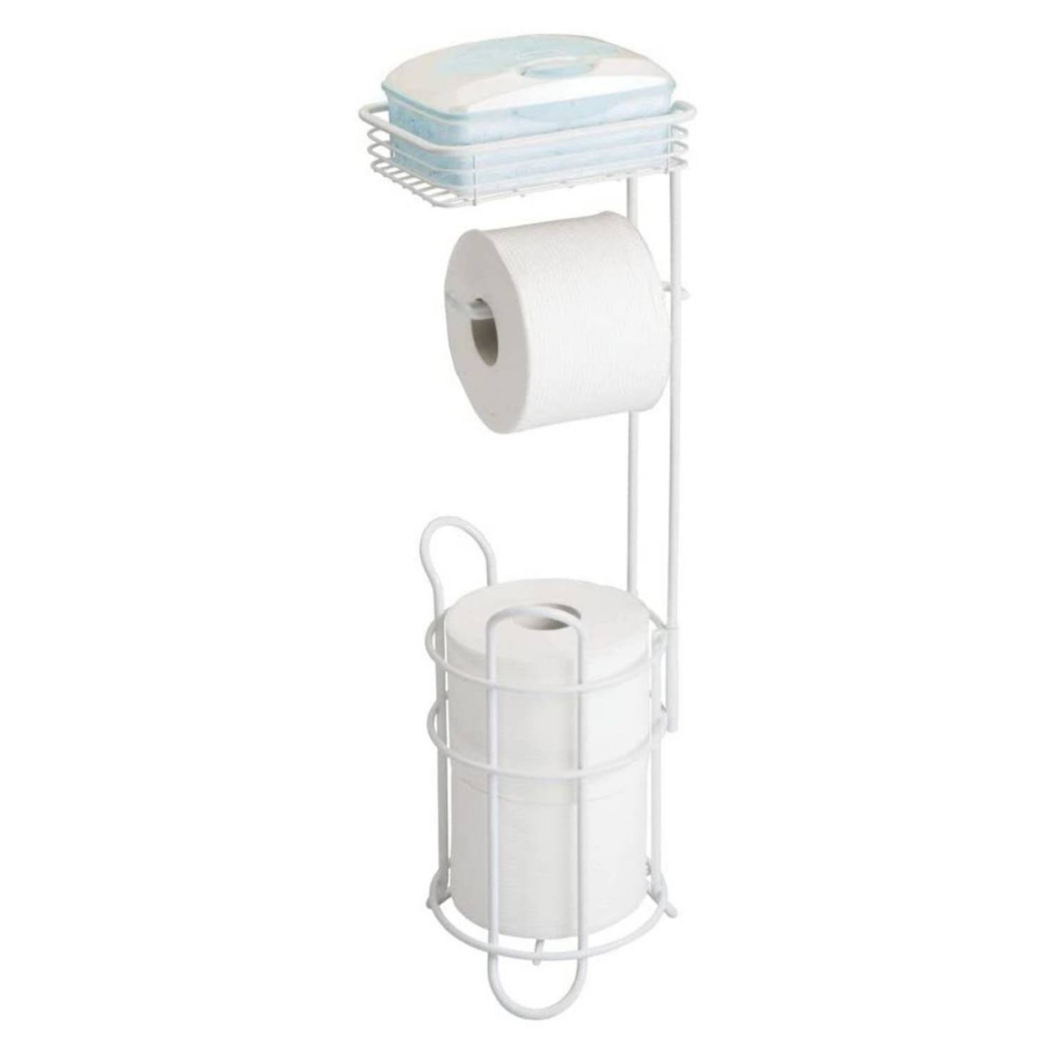 LDR Industries Soporte de papel higiénico y revistero, organizador de  almacenamiento de baño, diseño de pedestal rectangular, soporte para  pañuelos de