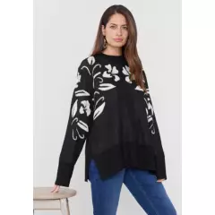 CORONA - Sweater Mujer Jacquard Lurex Negro Corona