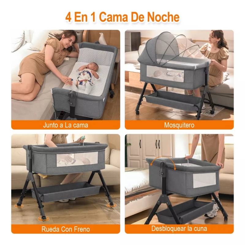 BLUEDREAMER Cuna plegable móvil multifuncional cuna para co-cama