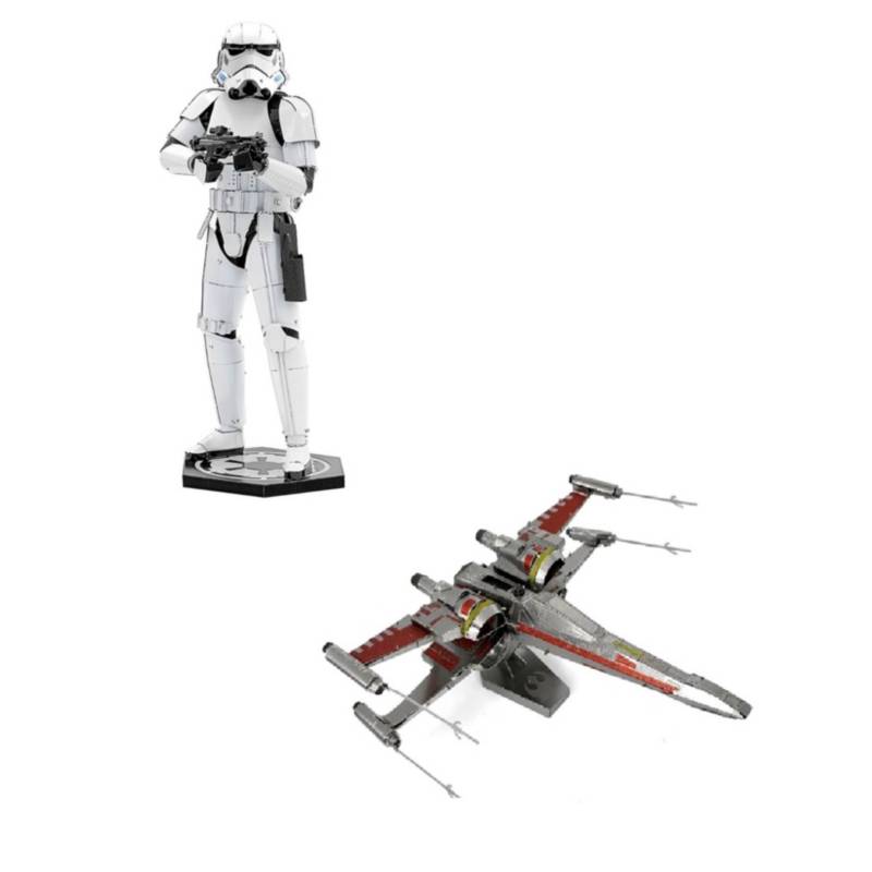 GENERICO Pack 2 Puzzles 3d Metal Color, Stormtrooper + X Wing Fighter