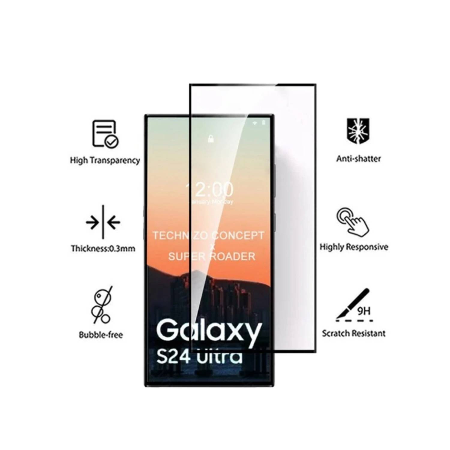 Lámina De Vidrio Completa Para Samsung Galaxy S24 Ultra