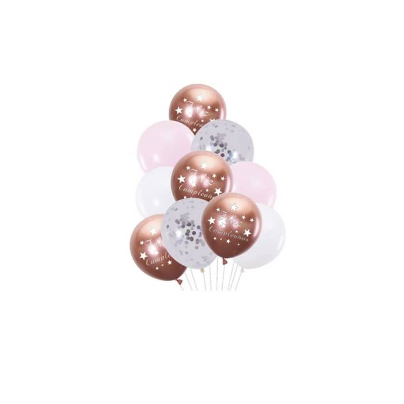 Set de globos feliz cumpleaños rosa oro 10pcs