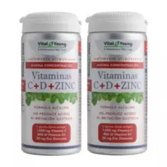 VITAL AND YOUNG - Vitaminas C + D + Zinc Vy 120 Capsulas 2X60. Sin Acidez