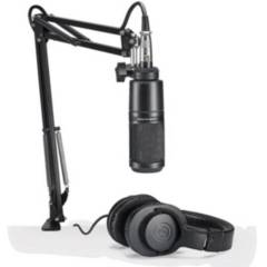 AUDIO-TECHNICA - Pack de estudio microfono y audifono Audio-Technica AT2020PK