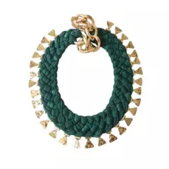 MARIA LA BIYUX - Collar Charms Verde Triangular Dorado