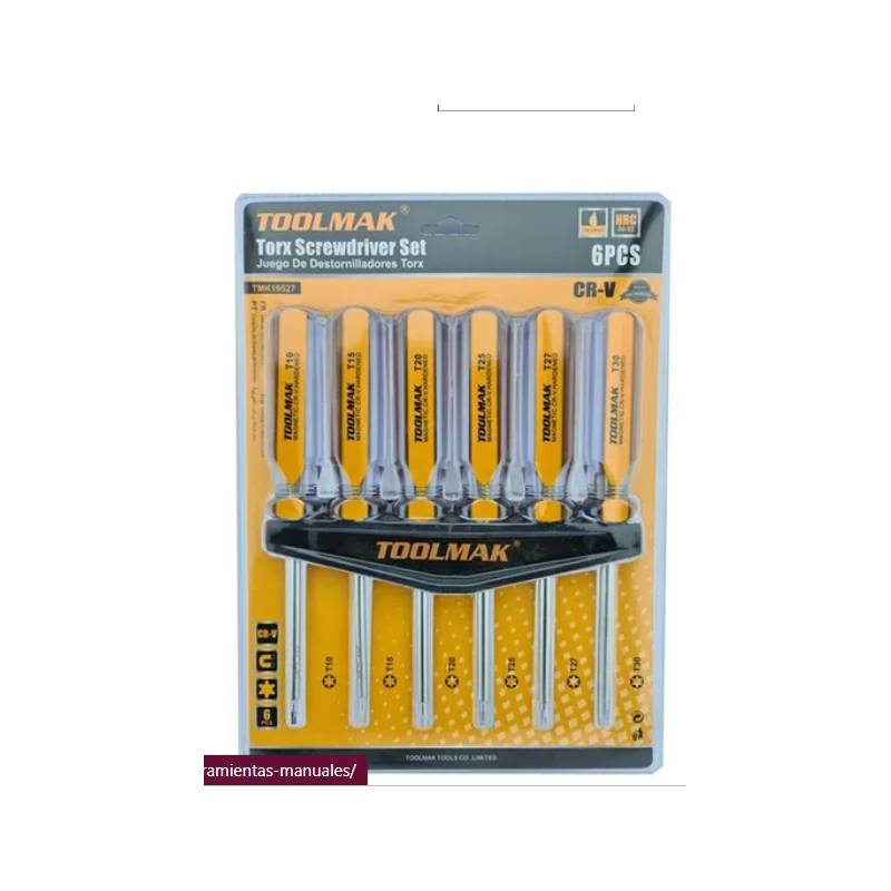 Kit Juego de Destornilladores Torx Estrella 6 Pcs TOOLMAK TMK19527