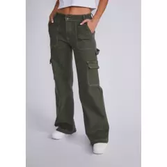 SIOUX - Pantalón Mujer Verde Denim Tipo Carpintero Sioux