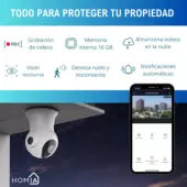 SMART HOMY - Cámara Exterior Hd Visión Nocturna Audio bidireccional Detecta Movimiento WiFi