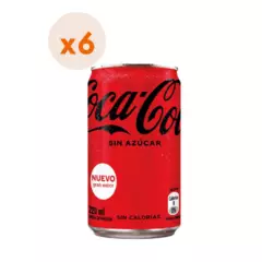 COCA COLA - 6x Bebida Coca Cola Zero Lata 220cc