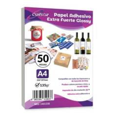 CURSOR - Papel Adhesivo Extrafuerte Glossy Brillante A4 135g - 50hs