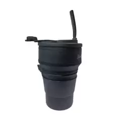 GENERICO - Vaso Silicona Mug Plegable 500ml Color Negro
