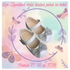 COMPRAPO - Zapato Calzado Princesa Bebé Charol Blanco Lazo con Brillitos
