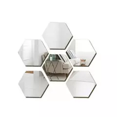 GENERICO - Pack X6 Vinilo Espejo Pared Adhesivo Hexagonal Decorativo