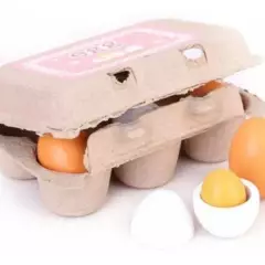 GENERICO - Caja De Huevos Madera 6 Unidades Juguete Didáctico