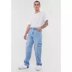 CORONA - Jeans Hombre Straight Fit Azul Claro Cargo Corona
