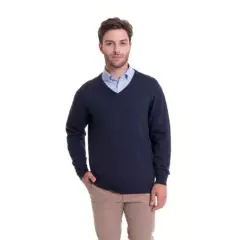 MCGREGOR - Sweater Cuello V Melange Azul MCGREGOR