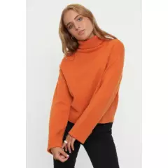CORONA - Sweater Mujer Cuello Tortuga Naranjo Corona